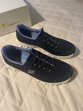 New Skechers Navy and Light Blue Slip-On Athletic Sneakers -Size 9.5